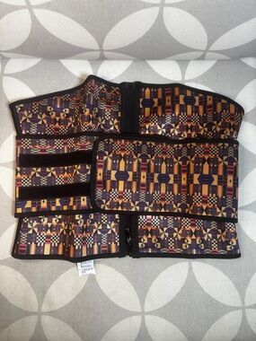 Patterned Waist Trainer Corset - Purple, Gold, Black